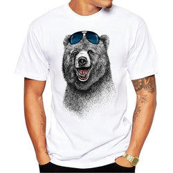 Summer Men's Tunic T Shirt Spoof Personality New Fashion Grizzly Bear Mens Cotton T-shirts Tee Short Sleeve High Quality Tshirt