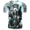 New skull T-shirt men's skull T-shirt punk 3D printed T-shirt retro Gothic men's summer printed round neck shirt