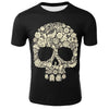 New skull T-shirt men's skull T-shirt punk 3D printed T-shirt retro Gothic men's summer printed round neck shirt