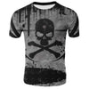 New skull T-shirt men's skull T-shirt punk 3D printed T-shirt retro Gothic men's summer printed round neck shirt