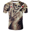 New skull T-shirt men's skull T-shirt punk 3D printed T-shirt retro Gothic men's summer printed round neck shirt