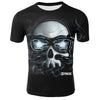 New skull T-shirt men's skull T-shirt punk 3D printed T-shirt retro Gothic men's summer printed round neck shirt